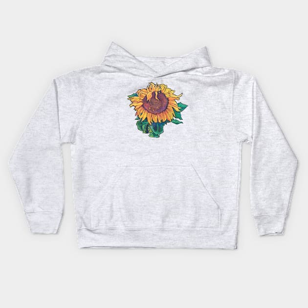 Big Sunflower Moderna Kids Hoodie by NoCoBirds